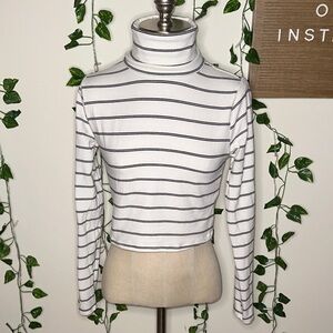 Garage Striped Longsleeve Turtleneck Top Black & White